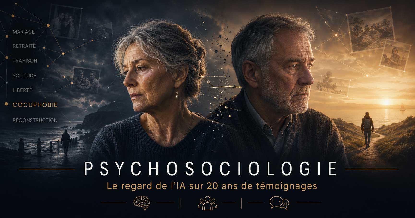 Deux seniors séparés après des décennies de mariage, entre trahison, solitude, cocuphobie et reconstruction.